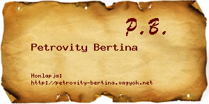 Petrovity Bertina névjegykártya